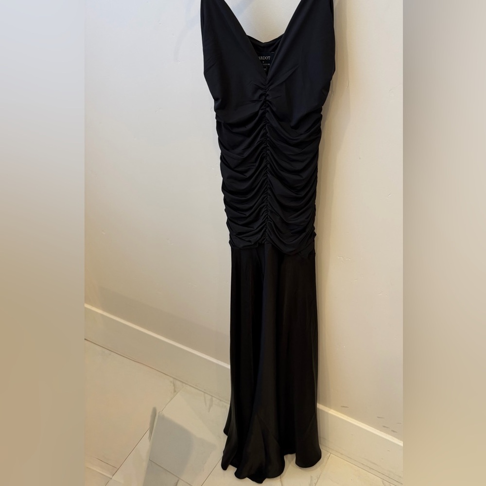 REVOLVE Black Ruched V-Neck Maxi Dress
